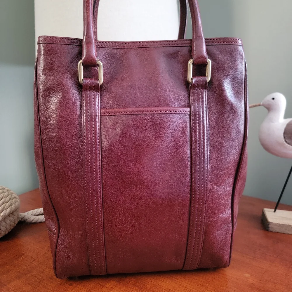Coach 9704 Buffalo Hide Paper Bag Tote Mahogany Brown Leather Vintage Bag